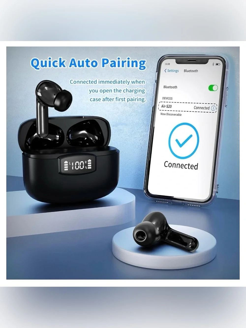 Wireless Bluetooth 5.3 Earbuds w/ Charging Case & LED Display – NEW SEALED